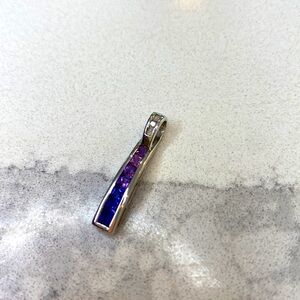 10k White Gold Ombré Amethyst & Diamond Pendent